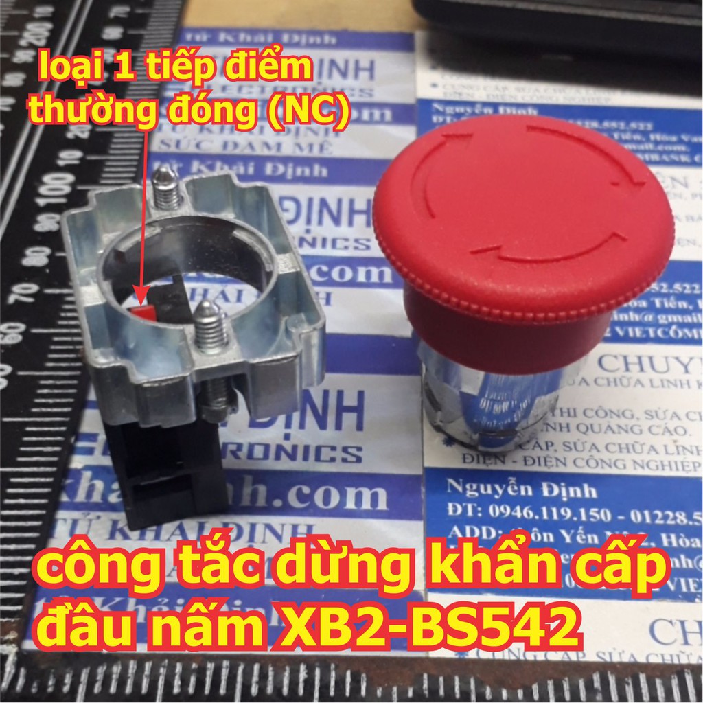 công tắc dừng khẩn cấp đầu nấm, 1 thường đóng, phi 22mm, màu đỏ XB2-BS542 kde5613