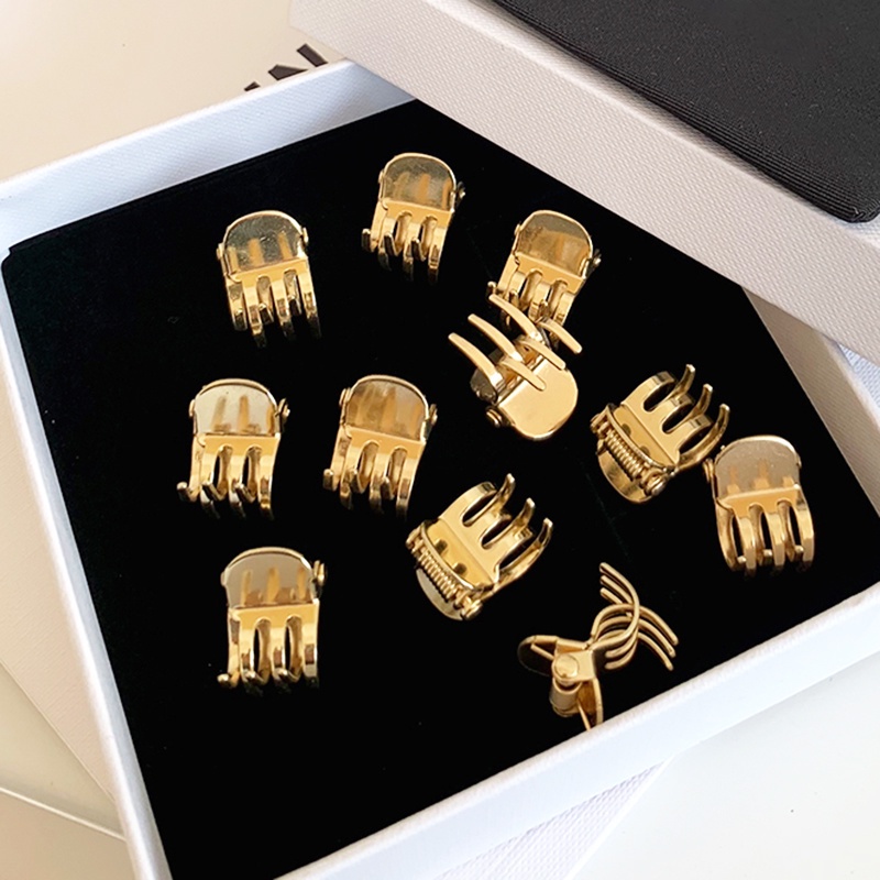 Set 2 Kẹp Tóc Kim Loại Mini Màu Vàng Bạc Kiểu Hàn Quốc Thời Trang Cho Nữ