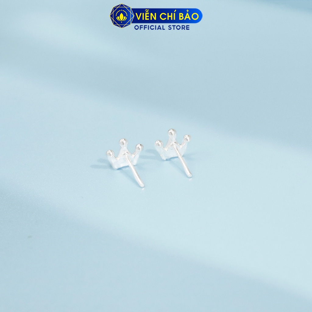 Bông tai vương miện chất liệu bạc 925 thời trang phụ kiện trang sức nữ thương hiệu Viễn Chí Bảo E075