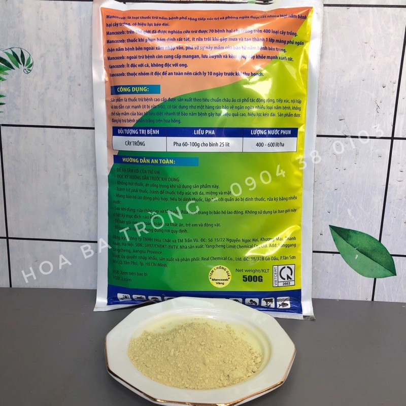 MANCOZEB VÀNG 500gr/bịch - SẢN PHẨM CHĂM SÓC CÂY SỨ