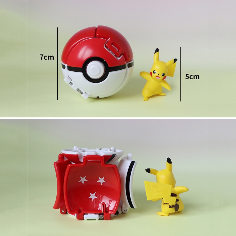 (Tặng Bài Pokemon) Set Đồ Chơi 4 Bóng Nảy Pokémon Throw 'n' Pop Poke Ball Tomy Takara - Trận Chiến Các Siêu Thú Pikachu