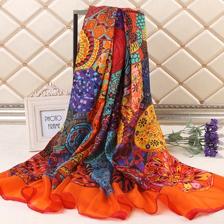 Khăn lụa dài quàng cổ HOA CAM TRÒN  cao cấp 80x180 cm Khăn  lụa ThyThy, choàng tắm đi biển, làm áo kiểu, khoác áo dài