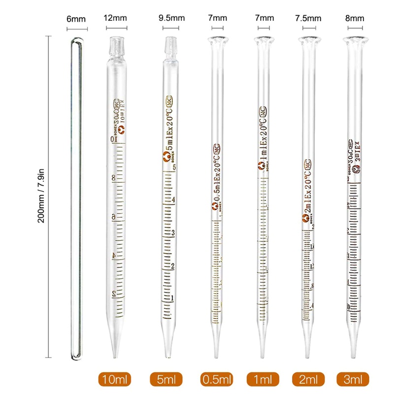 Ống Nhỏ Giọt Thủy Tinh 0.5ml 1ml 2ml 3ml 5ml 10ml Có Nắp Cao Su