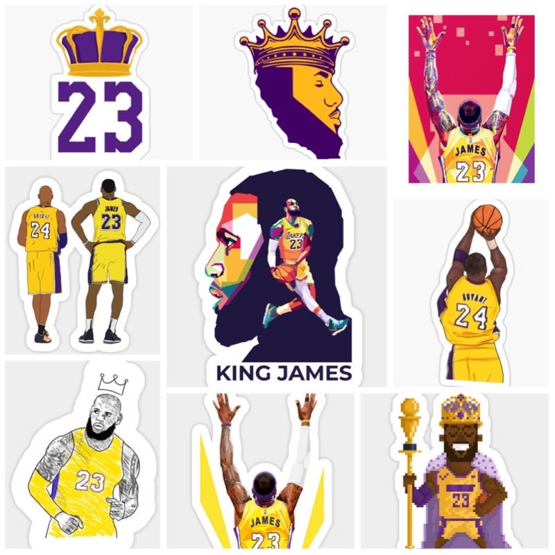 Sticker Lebron James 30-60 cái ép lụa khác nhau/Hình dán bóng rổ Lebron James