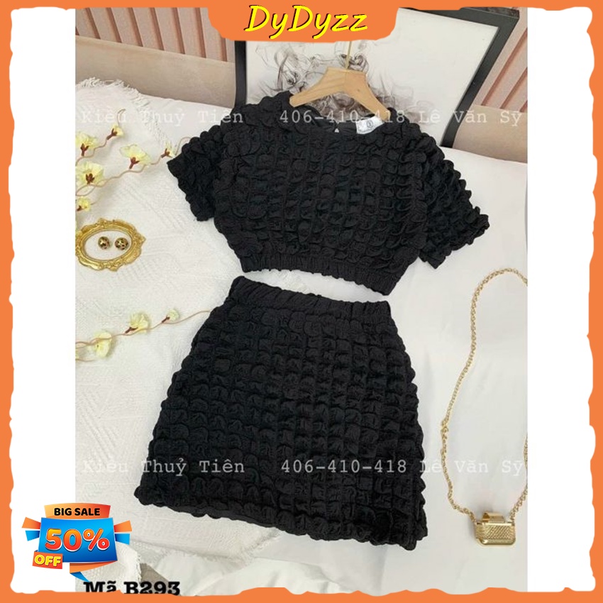 Set Bộ Đi Chơi Chất Vải Xốp - Áo Croptop Kèm Chân Váy Ôm Tôn Dáng - Hàng Cao Cấp Chuẩn Shop