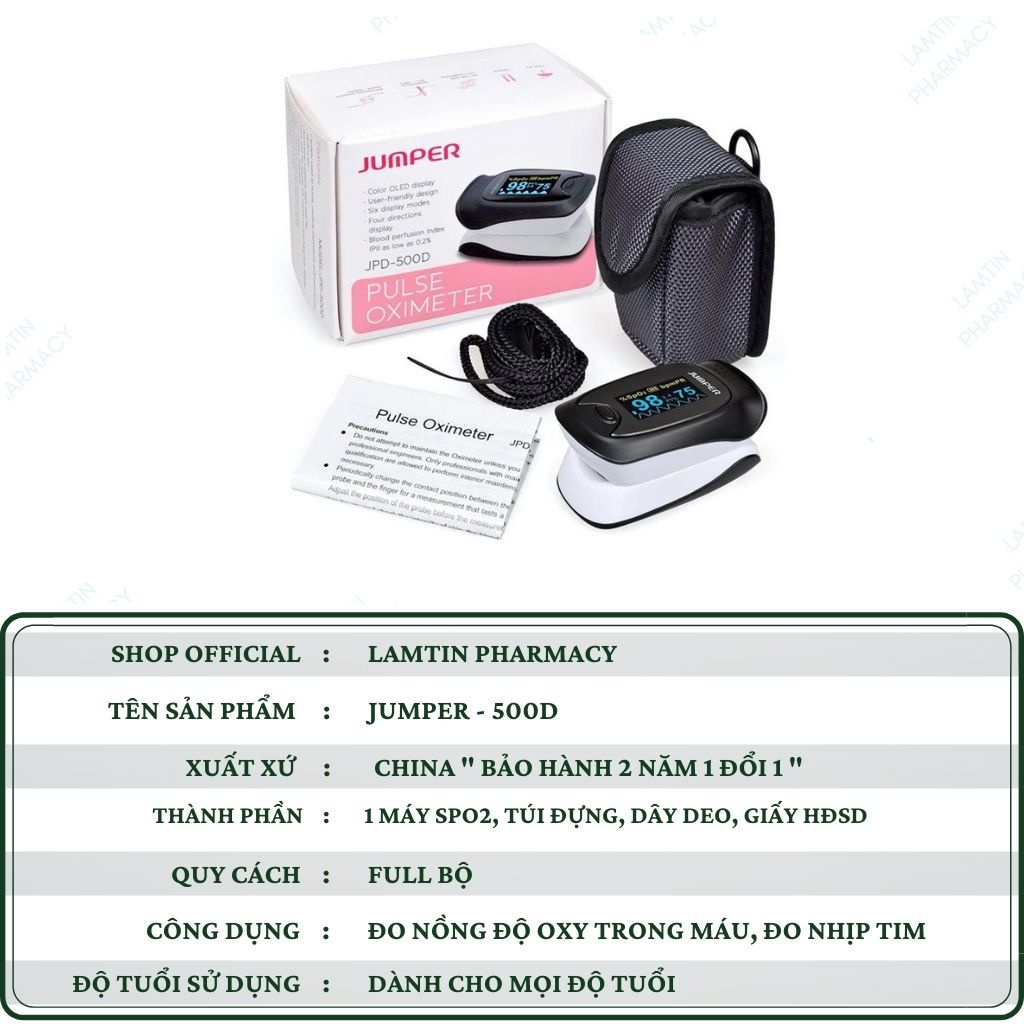 ✔(Chính Hãng) Máy đo SPO2 Jumper , Máy đo nồng độ oxy trong máu và đo nhịp tim cầm tay JPD-500D