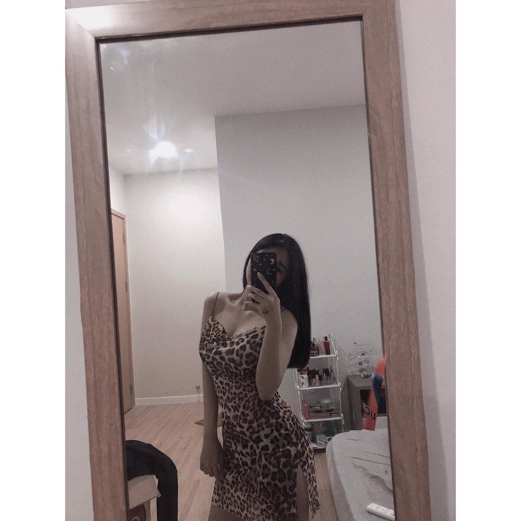Đầm da beo sexy xẻ tà