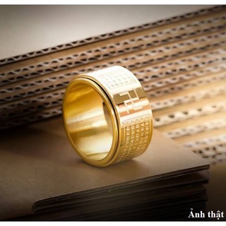 Nhẫn Khắc Bát Nhã Tâm Kinh mạ vàng 18k bình an may mắn