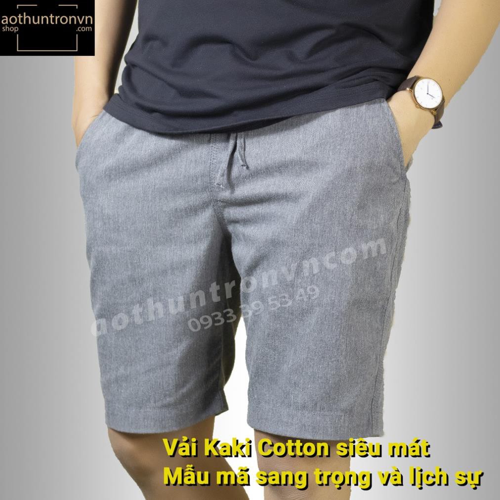 Quần Short Nam Kaki cotton 3 màu Đen / Xám / Rêu thương hiệu RINOMI ,quần Kaki cotton loại dày thoáng mát thiết kế đẹp ་