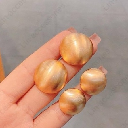 bông tai tròn retro phong cách hàn quốc, khuyên tai kim loại to chui bạc 925