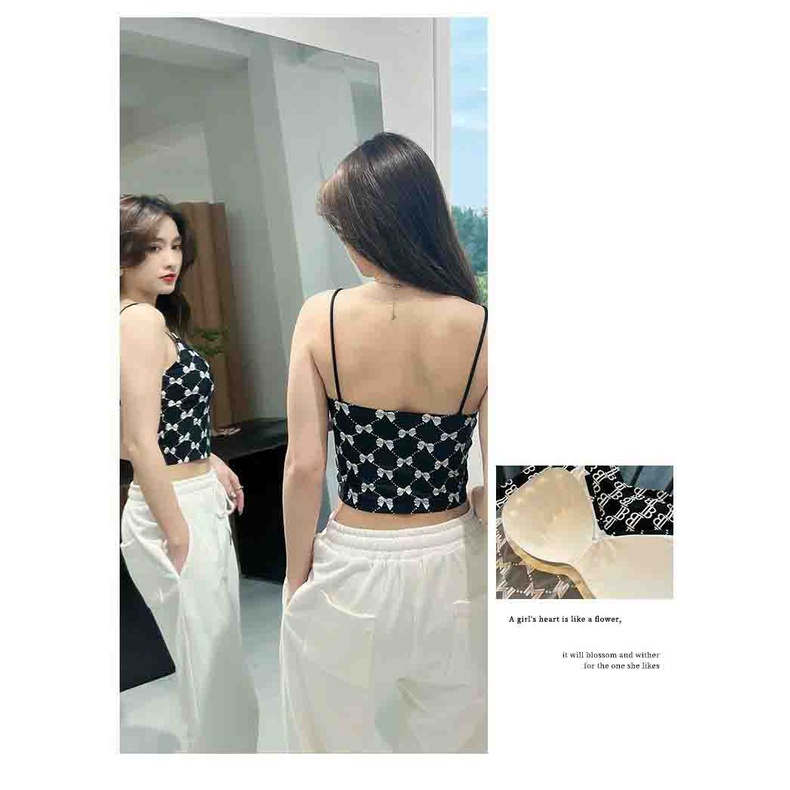 Áo Bra 008 Croptop 2 dây su chữ siêu xinh mềm mịn 8872  - Mbra94