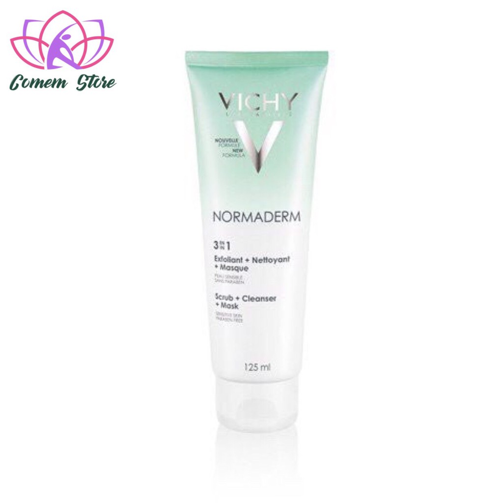 Vichy Kem Tẩy Tế Bào Chết 3 Tác Dụng Normaderm 3 in 1 Scrub + Cleanser + Mask 125ml