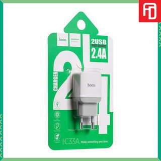 CỦ SẠC 2 CỔNG HOCO C33A - HỖ TRỢ SẠC NHANH 2.4A - DÙNG CHO NHIỀU DÒNG MÁY - CHÍNH HÃNG
