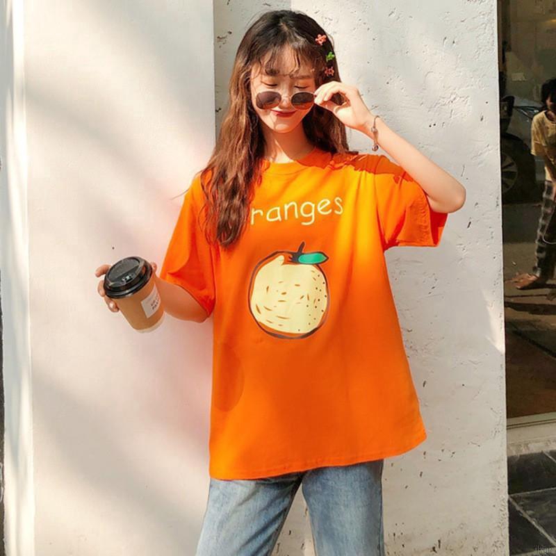 Áo thun nữ cổ tròn tay ngắn in hình trái cây