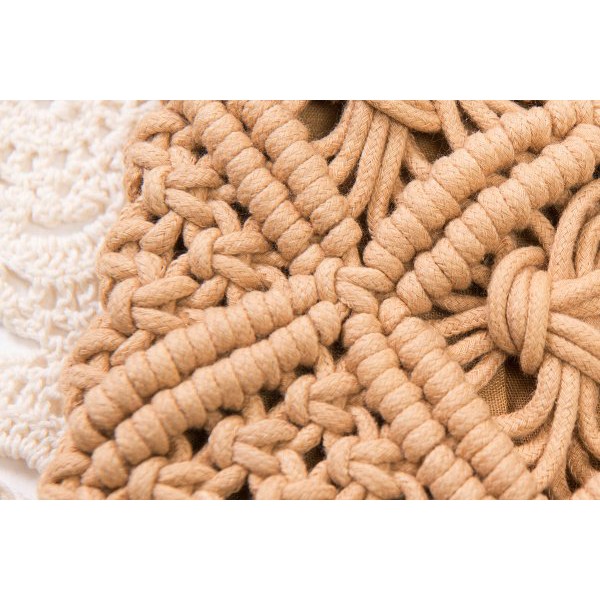 [NowShip - Giao Ngay] Túi Cói Boho Vintage Đeo Vai, Đeo Chéo Hình Vuông Chữ Nhật Dây Da Màu Nâu Be Trơn