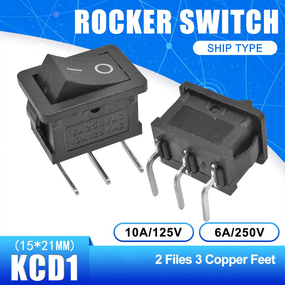 Set 5 Công Tắc Bật Tắt Kcd1 2 Pins 3 Pins 4 Pins 6 Pins 6a 250v / 10a 125v 15x21mm