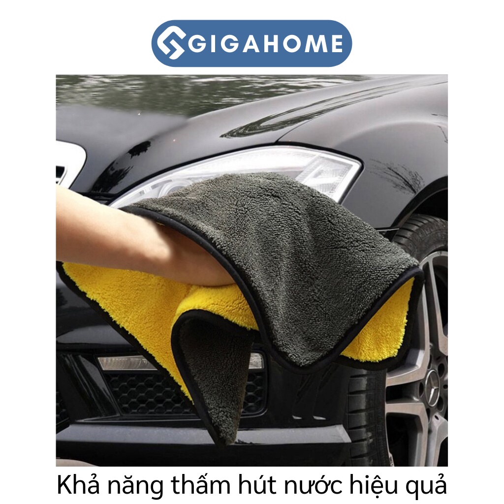 Khăn Lau Ô Tô, Lau Bếp GGISHOME Màu Vàng 2 Lớp Cao Cấp, Siêu Thấm Hút 38x45cm 7686