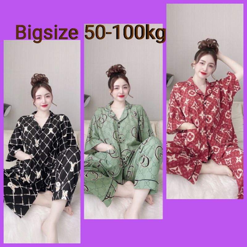 [BIGSIZE 40-100kg] Đồ Bộ Dài Cánh Dơi Lụa Nhật Cao Cấp Mặc Nhà Cho Nàng Múp