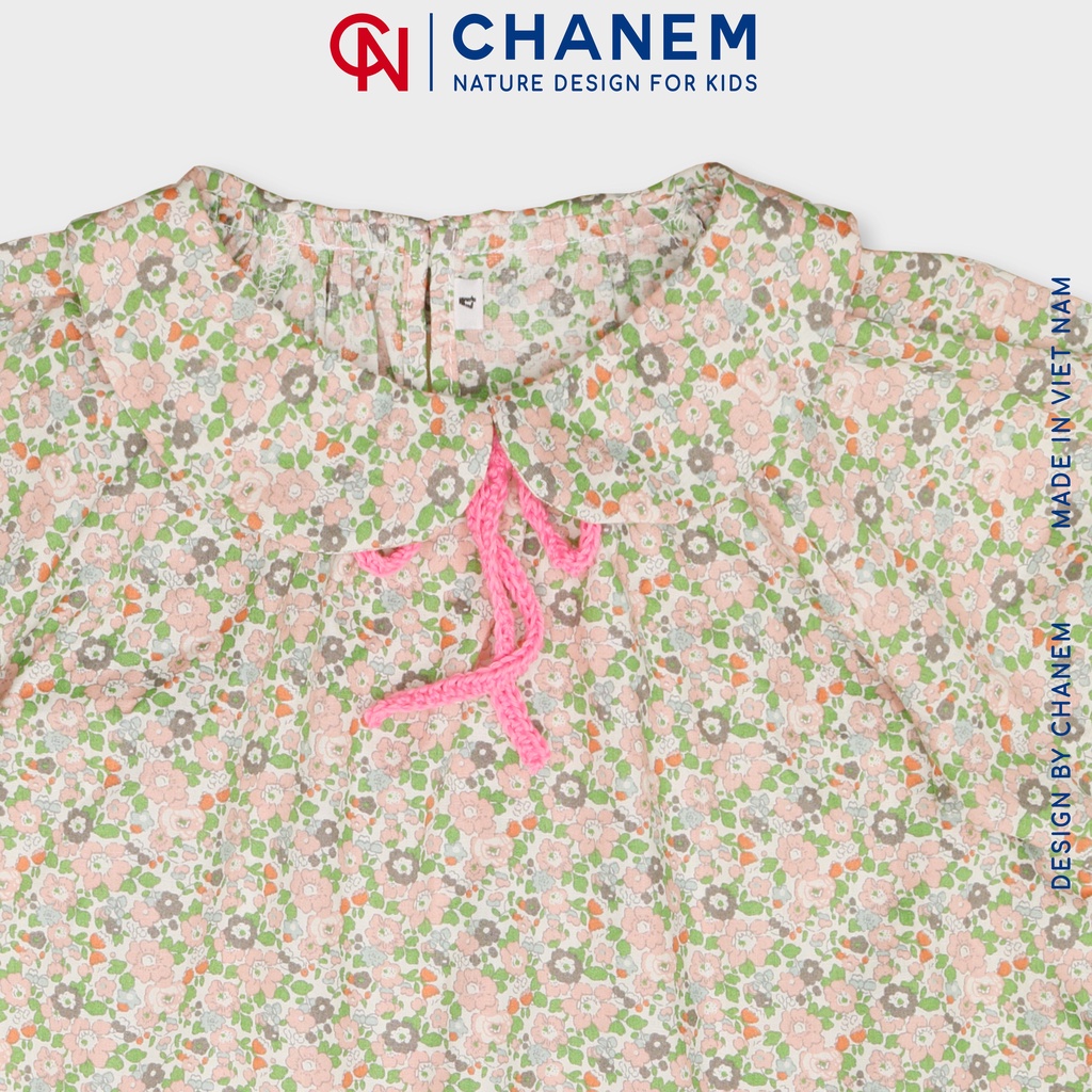 Set quần áo cho bé gái ELLIE MIA CHANEM, áo sơ mi hoa nhí cổ sen mix chân váy xếp ly cạp chun cho bé từ 1 - 10 tuổi