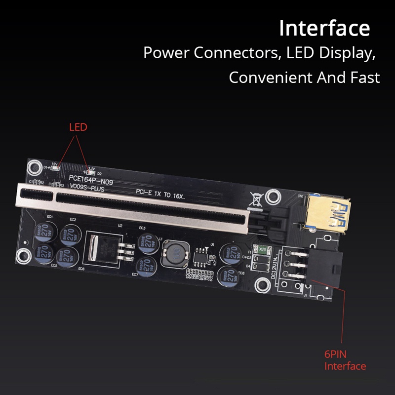 1 Thẻ Chuyển Đổi Pci-E 1x Sang 16x 6pin Usb3.0 Cho Btc Mining | BigBuy360 - bigbuy360.vn
