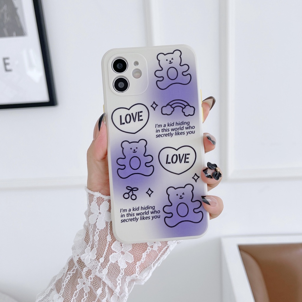 Ốp Điện Thoại Hình Gấu Tím Cho OPPO F9 F11 A9 A5 A31 2020 A92 A52 F1S A53 A91 Reno2F reno6 reno5Pro reno4Pro 5G