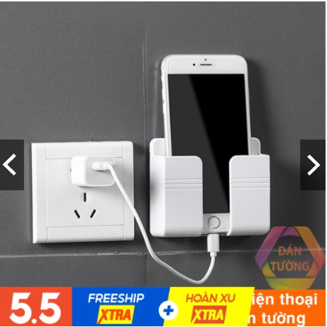[Cao Cấp] Khay để điều khiển xẻ rãnh - Kệ điện thoại dán tường đã năng, với miếng dán tường chắc chắn.