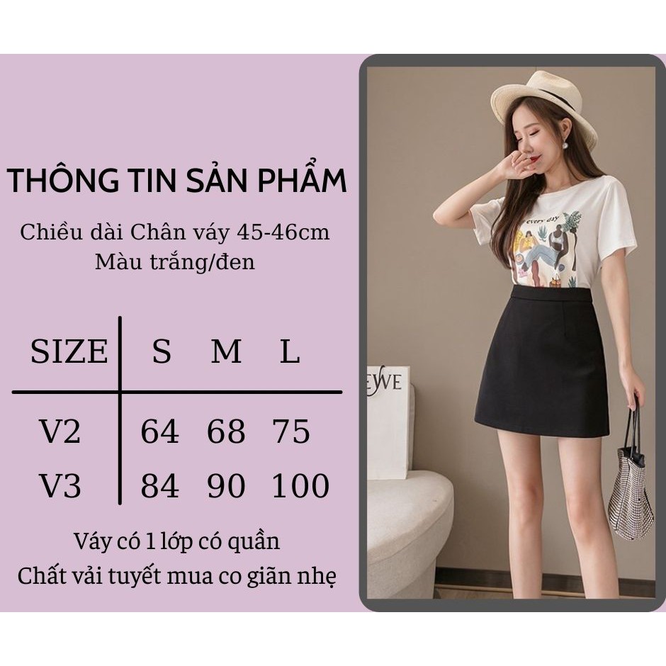 Chân váy Lưng Cao Hàn Quốc Ngắn Chữ A Cao Cấp Ulzzang Ôm Body Đẹp Công Sở 3 Màu Trắng Đen Tím SANMAY CV002 | BigBuy360 - bigbuy360.vn