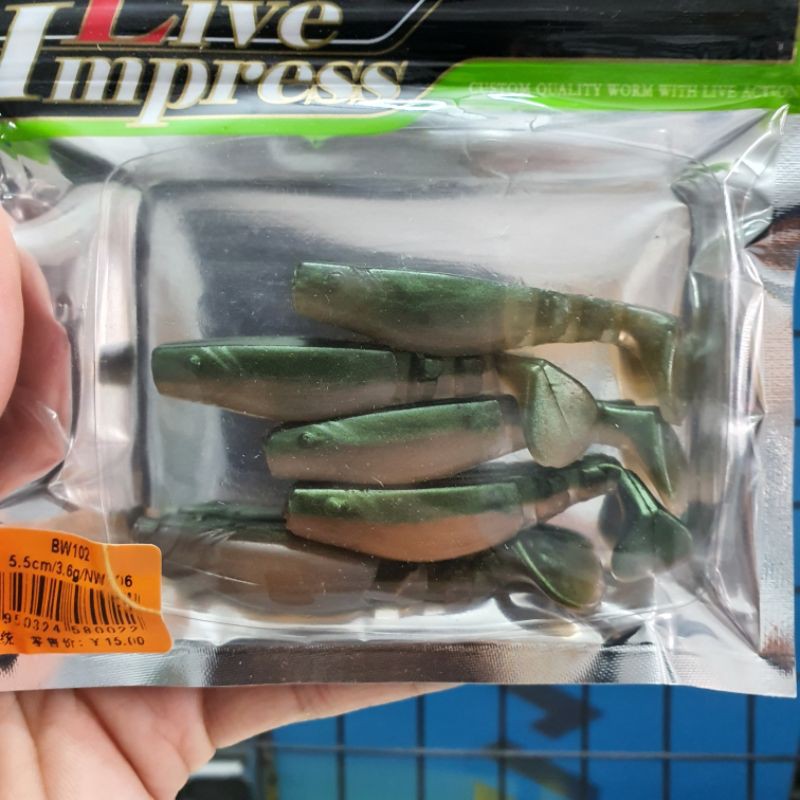 Mồi mềm 5 khúc Bass land Live Impress - MỒI GIẢ CÂU LURE CÁ LÓC, CHẼM - 5.5cm 3.6gr - bịch 5 con