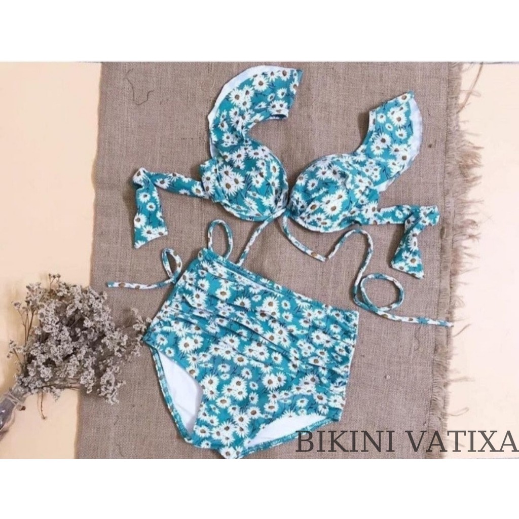 Bikini, bồ bơi đi biển đẹp 2 mảnh cánh tiên hoa cúc xanh VATIXA BKN08