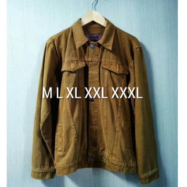 Miễn Phí Vận Chuyển Áo Khoác Jean Jumbo Denim Size Lớn Màu Nâu Vàng Nâu XXL Dày Chất Liệu Dày Levi S M L XL Bandung (ART. 1367)