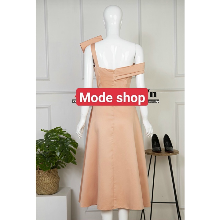 Đầm xoè dự tiệc kiểu lệch vai phối nơ vai (HÀNG CAO CẤP) KÈM HÌNH THẬT