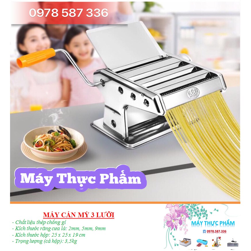 Máy Cán Mỳ Cắt Mỳ Gia Đình 3 Lưỡi Dao