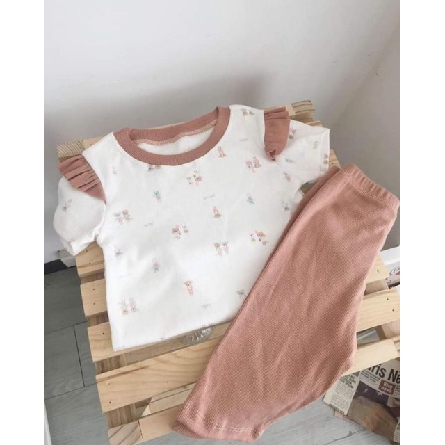 Set cotton thỏ hồng cho bé gái | Dotori