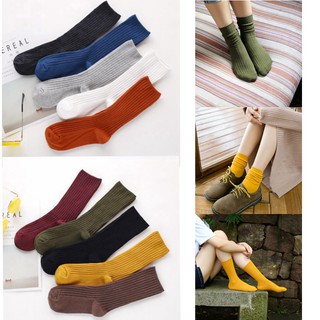 Đôi vớ cổ cao sọc gân nhiều màu thời trang cổ điển dành cho nữ