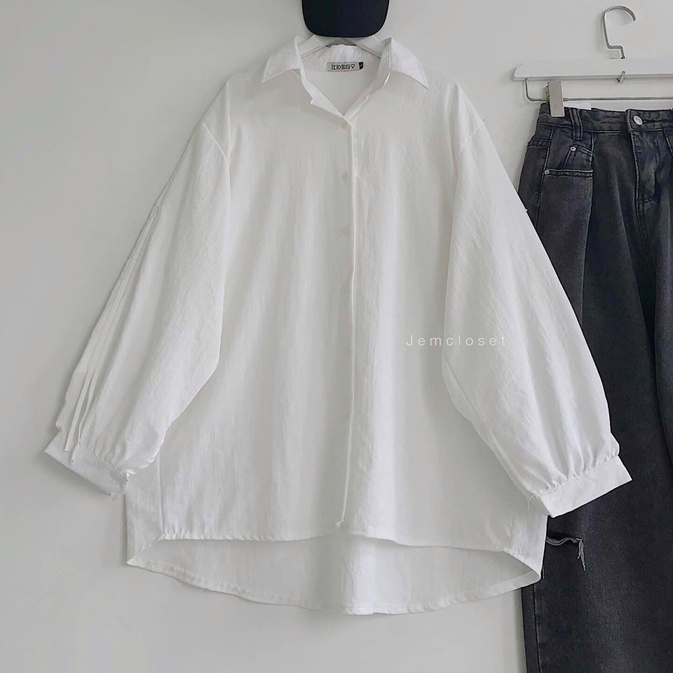 [ Mã FAMAYWA2 giảm 10K đơn 50K] Áo sơ mi trắng tay bồng oversize jem closet / áo sơ mi trắng học sinh form rộng