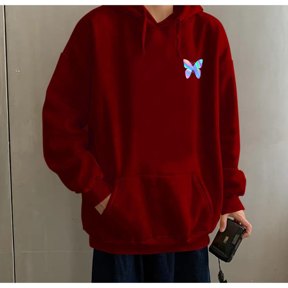 Aó khoác nỉ Hoodie phản quang Con bướm, Áo khoác nỉ nam nữ họa tiết ngực cá tính - PQ08KN