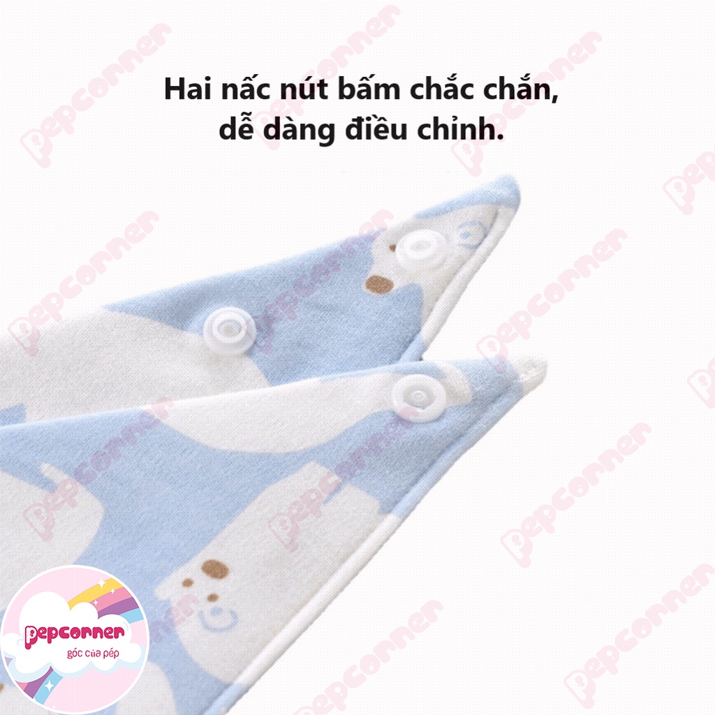 Set 5 khăn yếm HEERTE siêu mềm mịn khăn tam giác giữ ấm chất liệu cotton thiên nhiên với 2 nấc nút bấm điều chỉnh cho bé