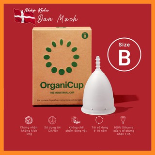Cốc nguyệt san OrganiCup ✅QUÀ TẶNG✅FREESHIP✅- Size B - 100% silicone cấp Y tế, Chứng nhận FDA - Nhập khẩu Đan Mạch