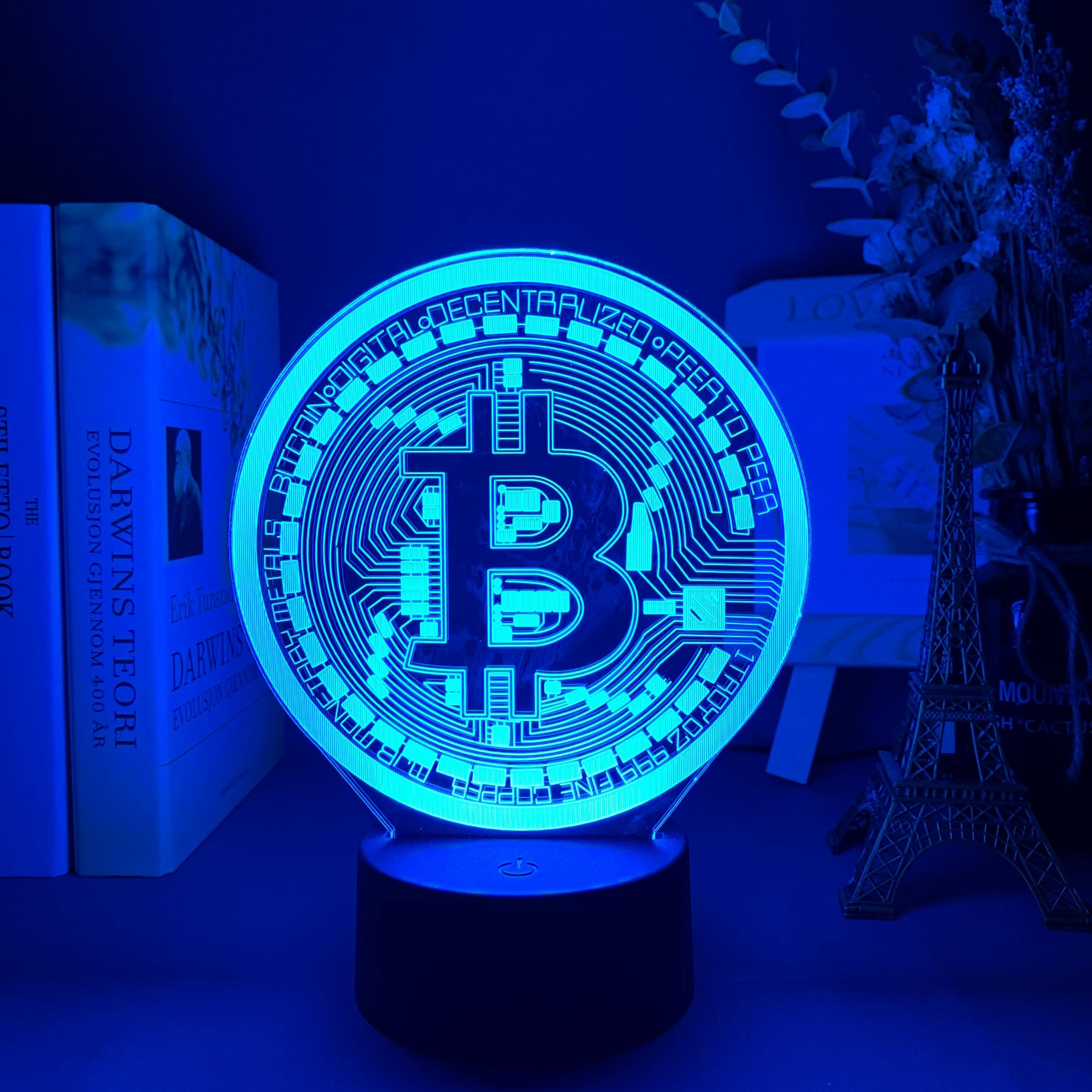 Đèn Led 3d Hình Đồng Tiền Bitcoin Nhiều Màu Sắc