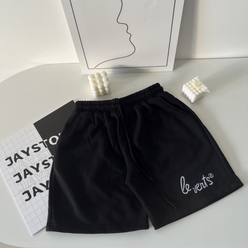 Quần Short Thun Unisex LEVE màu ĐEN  Nam nữ unisex  Quần thun ngố lưng chun Jaystoree