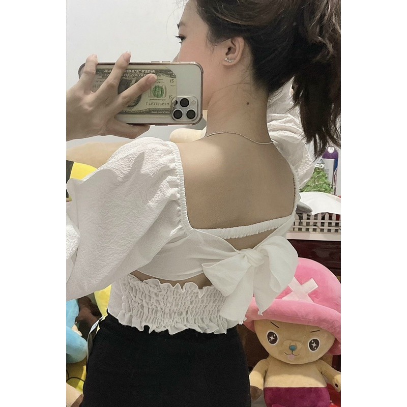 ÁO TAY BỒNG CỘT NƠ SAU CÓ MÚT NGỰC M5 | BigBuy360 - bigbuy360.vn