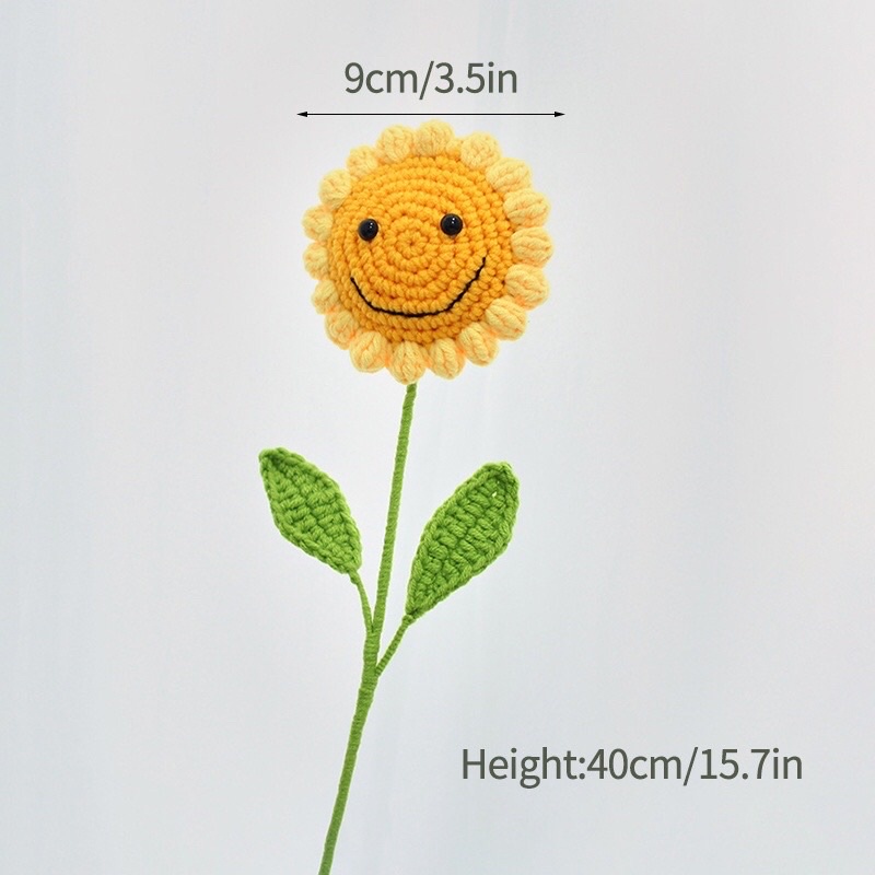 Bông hoa hưong dương mặt cười móc len handmade