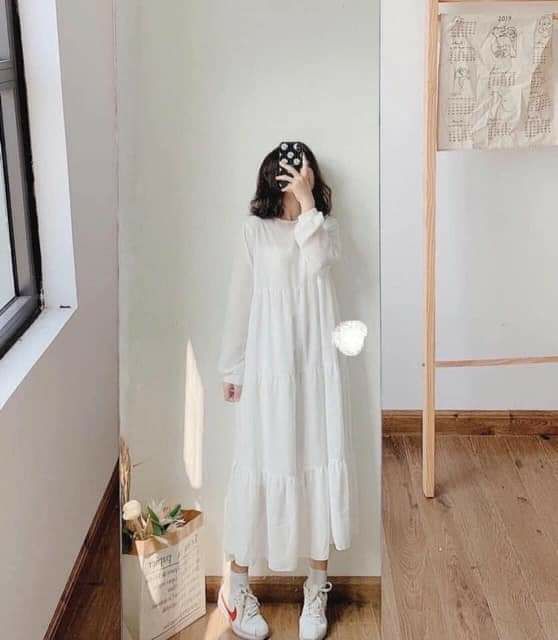 [RẺ VÔ ĐỊCH] Váy Trắng Bánh Bèo Voan Tầng, Đầm Vintage | BigBuy360 - bigbuy360.vn