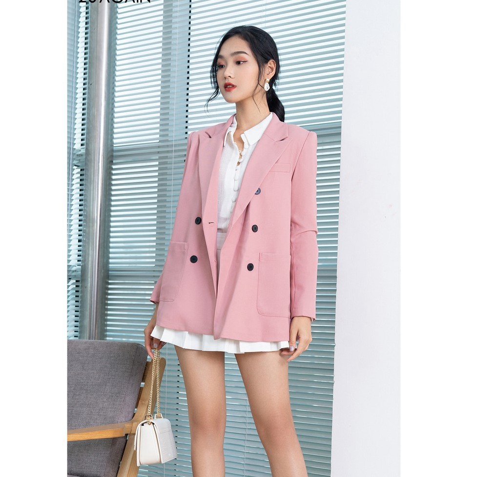 [Mã FAMALLT5 giảm 15% đơn 150k] Áo vest ngắn trên cạp hai hàng cúc 20AGAIN VDA1055 | BigBuy360 - bigbuy360.vn