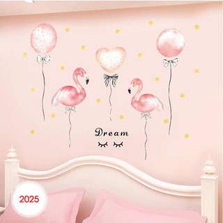 Decal dán tường đôi hồng hạc tình yêu