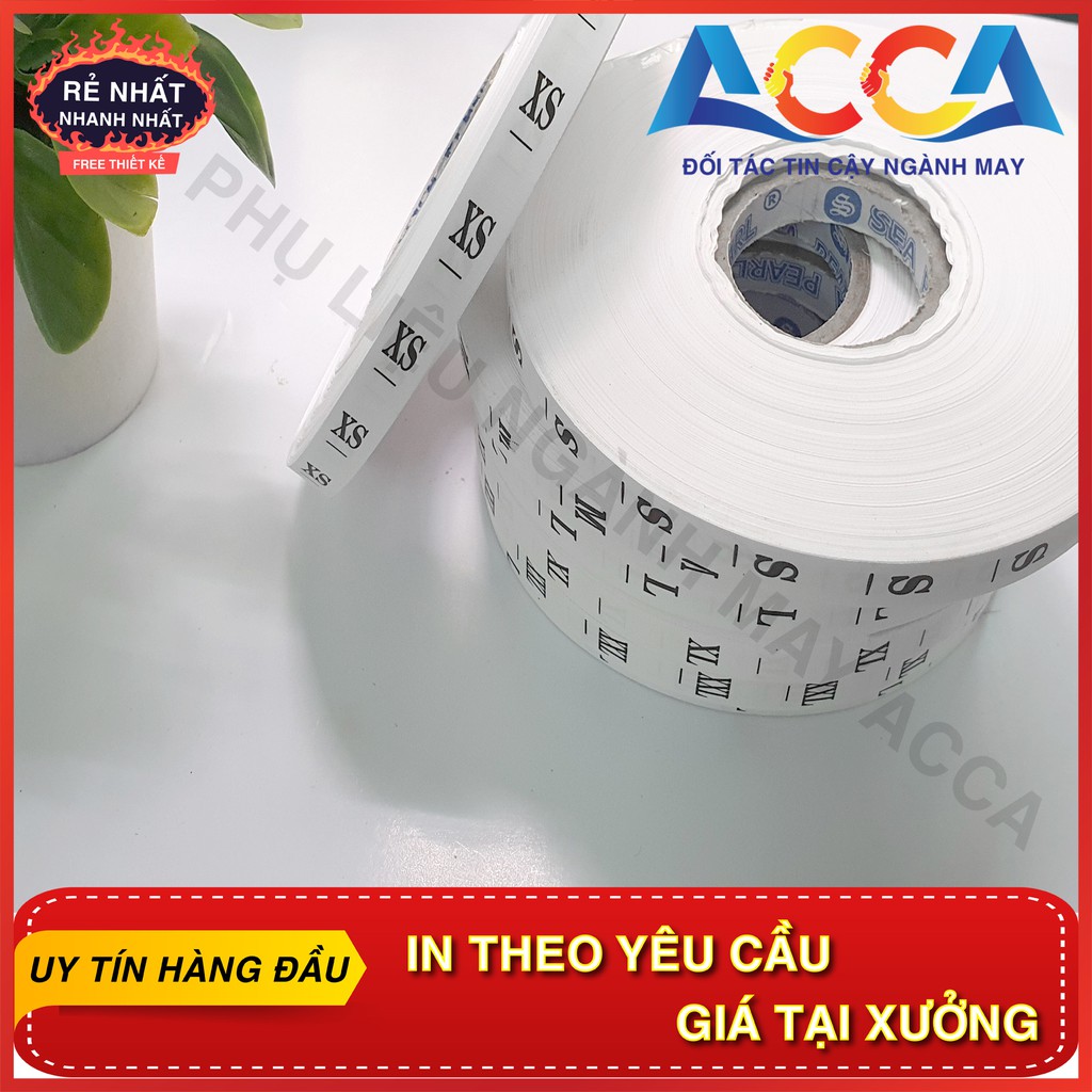 [GIÁ SỐC]_CUỘN MÁC VẢI GIẤY IN SIZE CHỮ 100M_ SIZE TỪ XS-3XL 1-20_XƯỞNG IN NHÃN MÁC ACCA _ IN NHÃN MÁC QUẦN ÁO