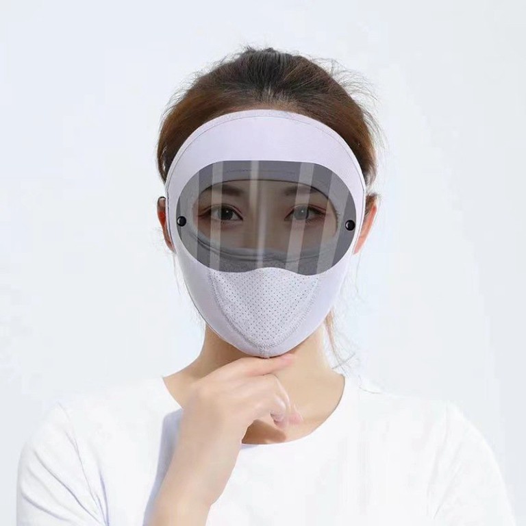 Khẩu trang mặt nạ ninja có kính chống nắng vải thun lạnh thoáng mát hè 2021 .
