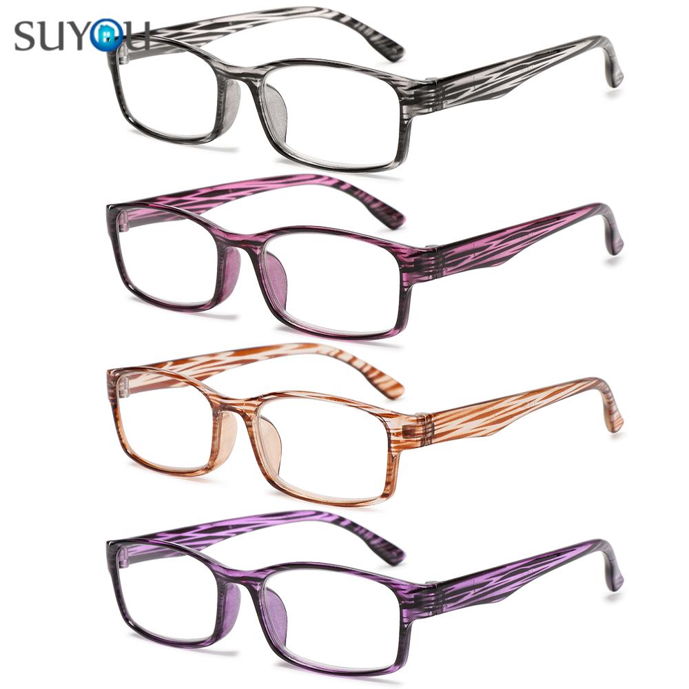 SUYOU Fashion Optical Spectacle Diopter + 1.0 + 4.0 Presbyopic Eyewear Reading Glasses Printed Frame Far Sight UltraLight Unisex Relieve...