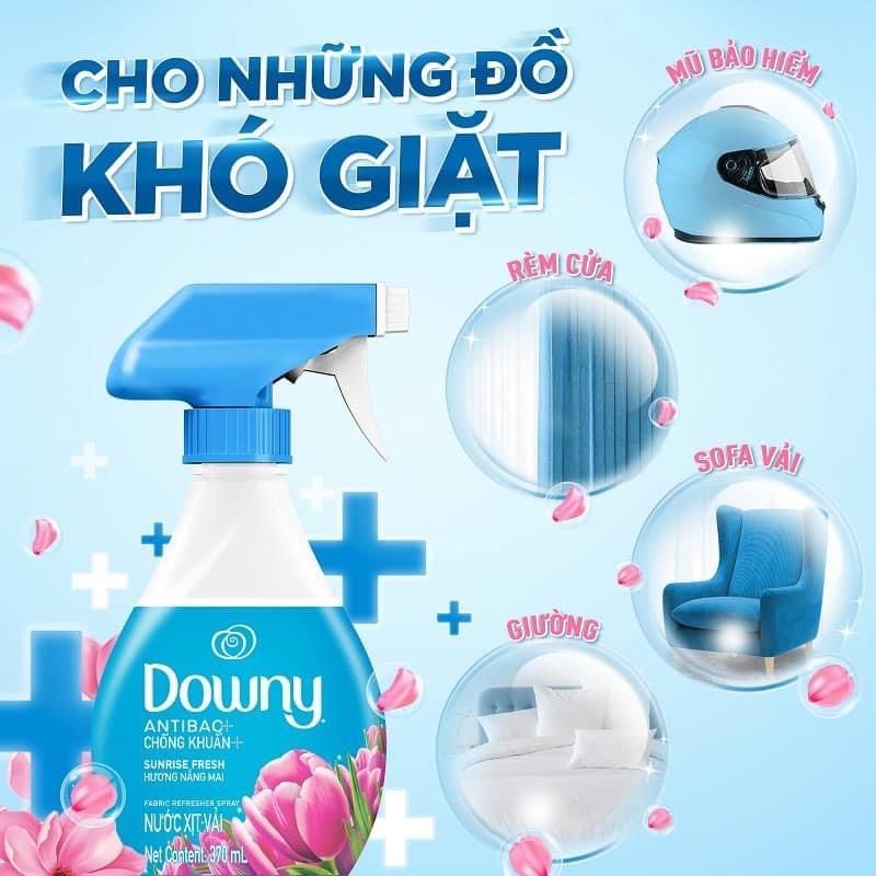 Xịt vải Downy khử mùi kháng khuẩn 99,9% chai 370ml hương ban mai, đam mê, huyền bí