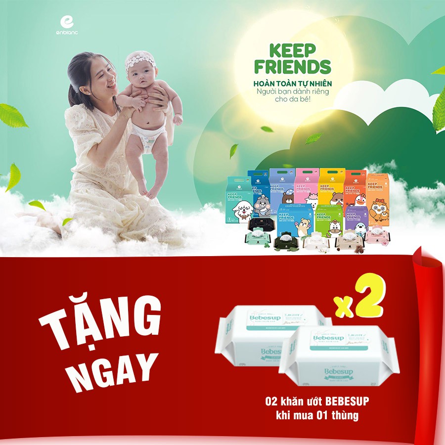 [KÈM QUÀ TẶNG] Bỉm Enblanc KEEP FRIEND nội địa Hàn quốc (mẫu mới 2020) đủ size dán/quần S40,M32,L28,XL24